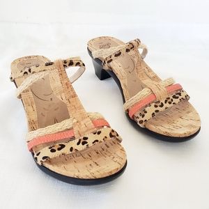 Abeo heeled sandals leather cork calf hair jute